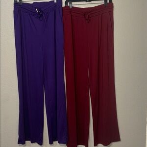 Sarin Mathews Women’s Wide Leg Pants Bundle Size XXL Purple & Maroon (2 Pair)